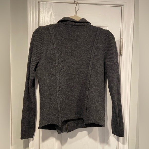 Paraphrase Size M Gray 100% Wool Asymmetrical Full Zip Bomber Sweater Jacket - Picture 11 of 14